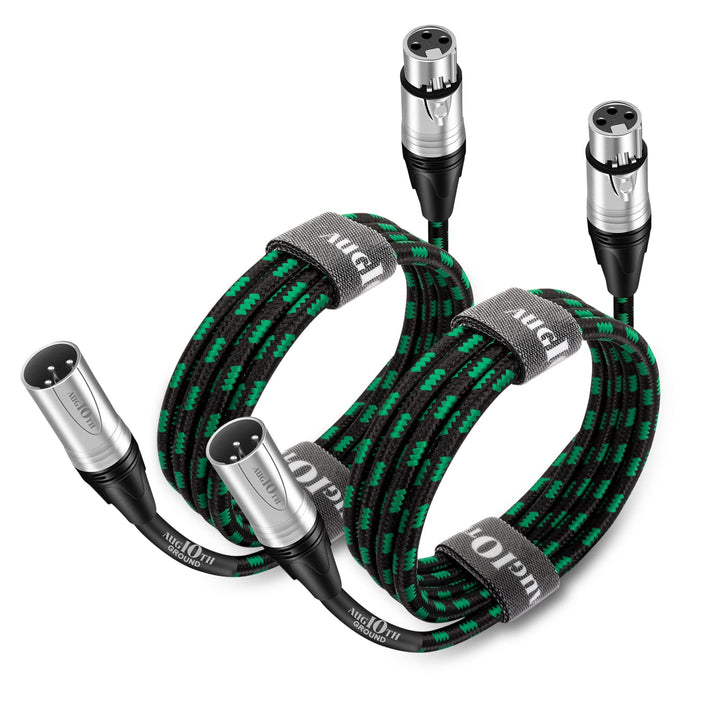 XLR Pro Mikrofon Kabel 4,5 Meter 2 Pack Männlich (Male) zu Weiblich(Female) XLR Kabel 3-polig grün a