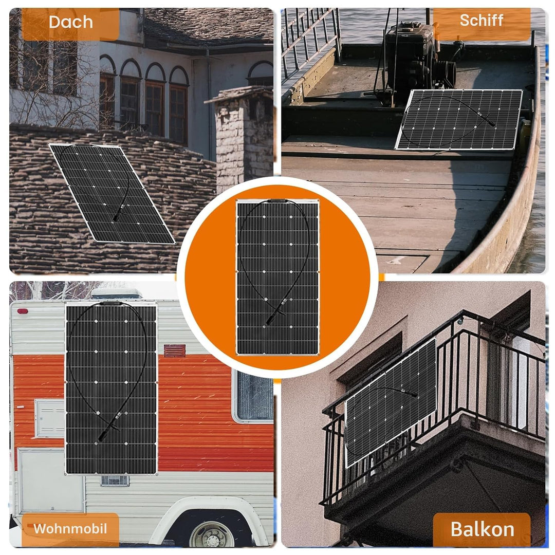 400W 12V Flexibel Solarpanel 4x100W 18V Monokristalline Photovoltaik Solarmodule für Batterien, Wohn