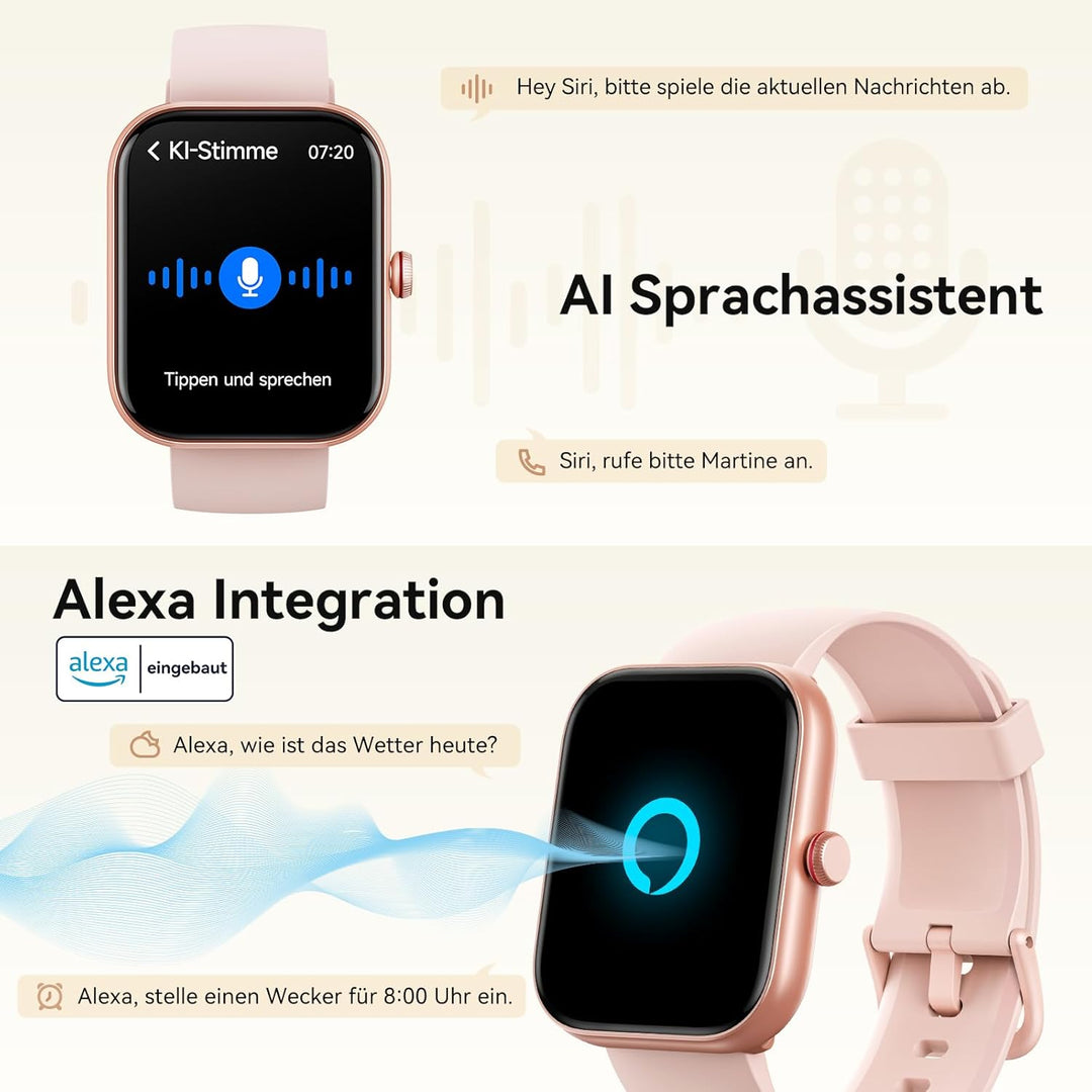 Smartwatch Herren Damen mit Telefonfunktion Alexa Integriert -Fitnessuhr 110+ Sportmodi &IP68-1,91"