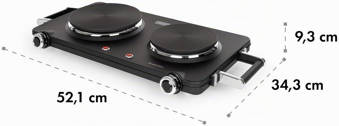 Klarstein Cookorama elektrische Doppelkochplatte, 2250 Watt, Massekochfelder: 150/180 mm Ø, Kontroll