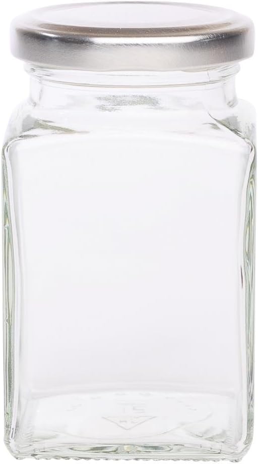 12 eckige Gewürzgläser 260 ml inkl. 24 Gewürzetiketten Deckelfarbe Silber