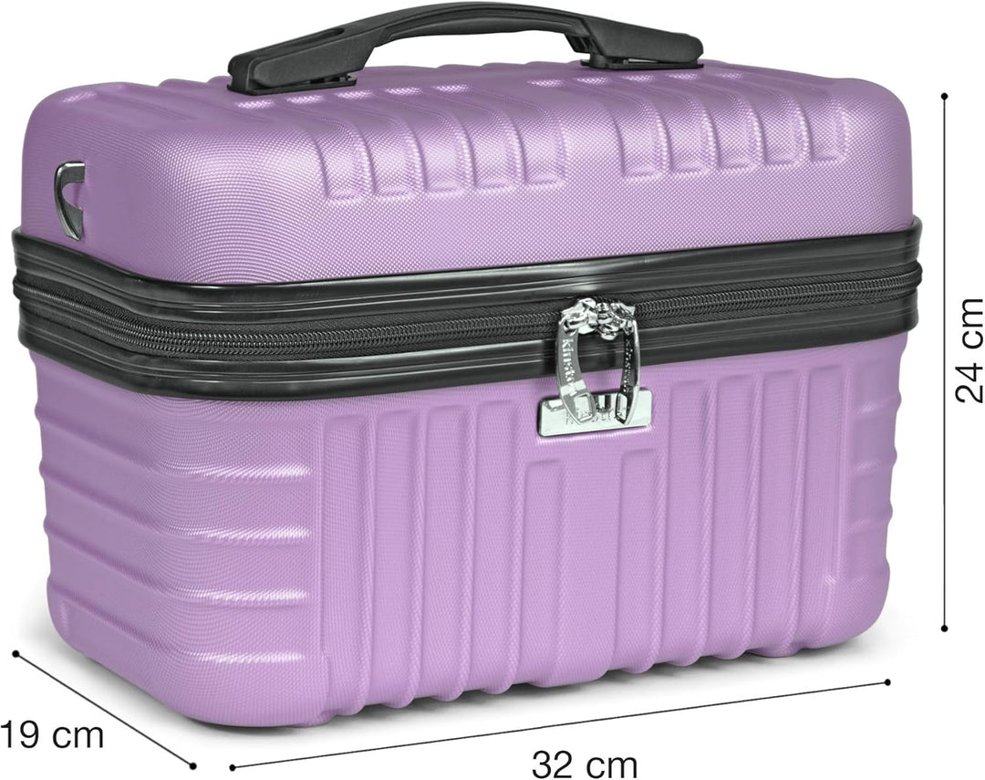 KINSTON Vanity Case Hartschale mit Schulterriemen – Kulturbeutel Reise Kosmetik – Hartschale mit Gri