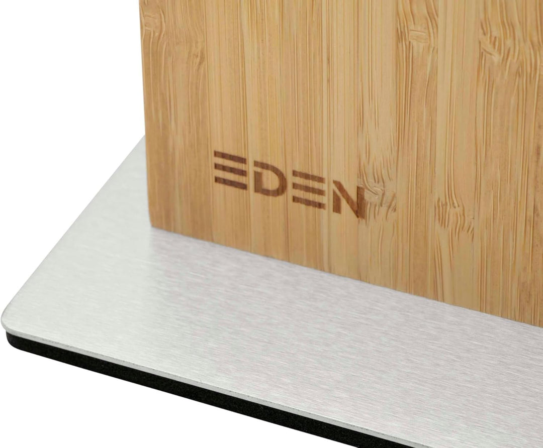 Eden Magnetic Knife Block EQB103 magnetischer Messerblock, Bambusholz mit Metallbasis, 23 x 25 cm