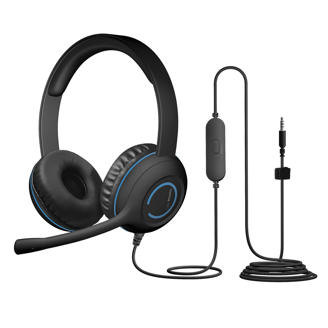 Cyber Acoustics Stereo-Headset, 3,5-mm-Anschluss, Inline-Lautstärkeregler, geräuschunterdrückendes
