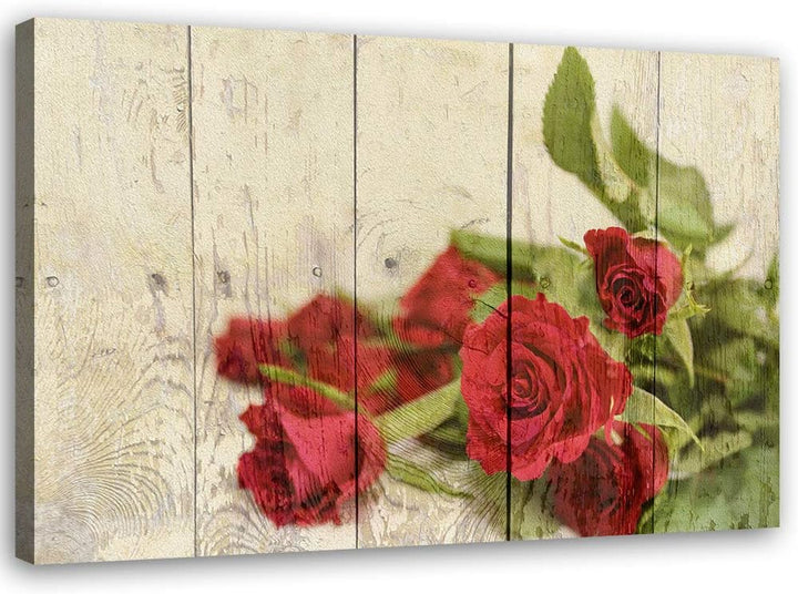 Feeby Bild auf Leinwand Rosen Kunstdruck modern Blumen Rot 80x60 cm Leinwandbild 80x60 cm Rot_a, Lei