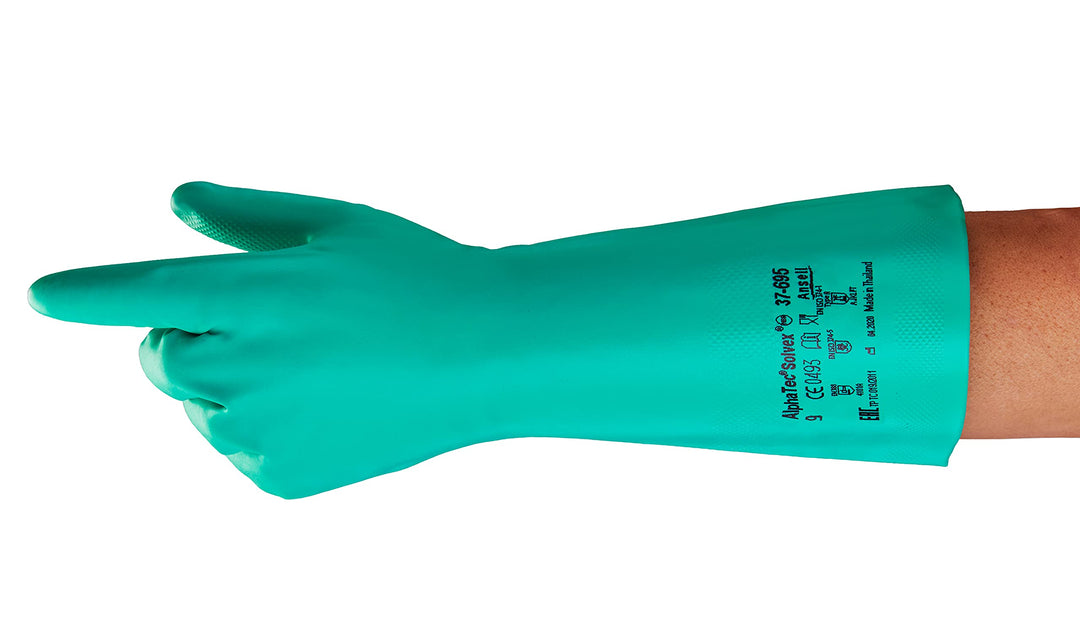 Ansell AlphaTec 37-695 Nitril-Handschuhe, Chemikalien-Schutz für Arbeiten in der Industrie, mit Chem