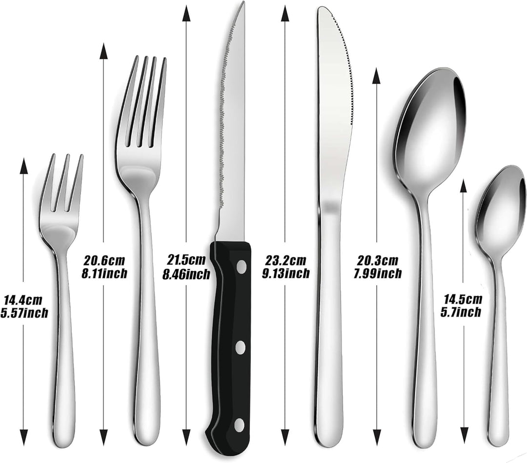 Bestdin Besteck Set mit Steakmesser, 36 teilig Besteck Set 6 Personen, Edelstahl Besteckset mit Mess