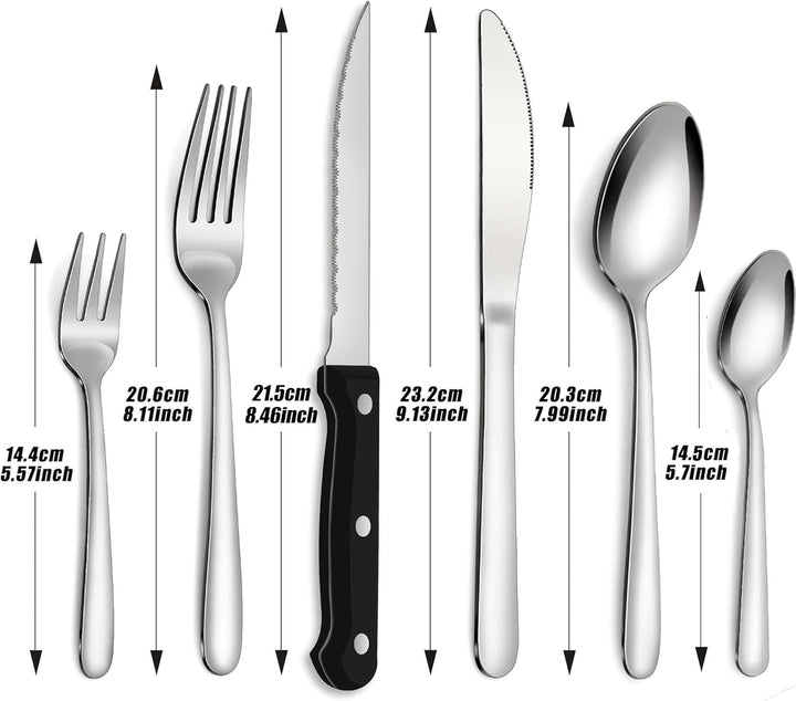 Bestdin Besteck Set mit Steakmesser, 36 teilig Besteck Set 6 Personen, Edelstahl Besteckset mit Mess