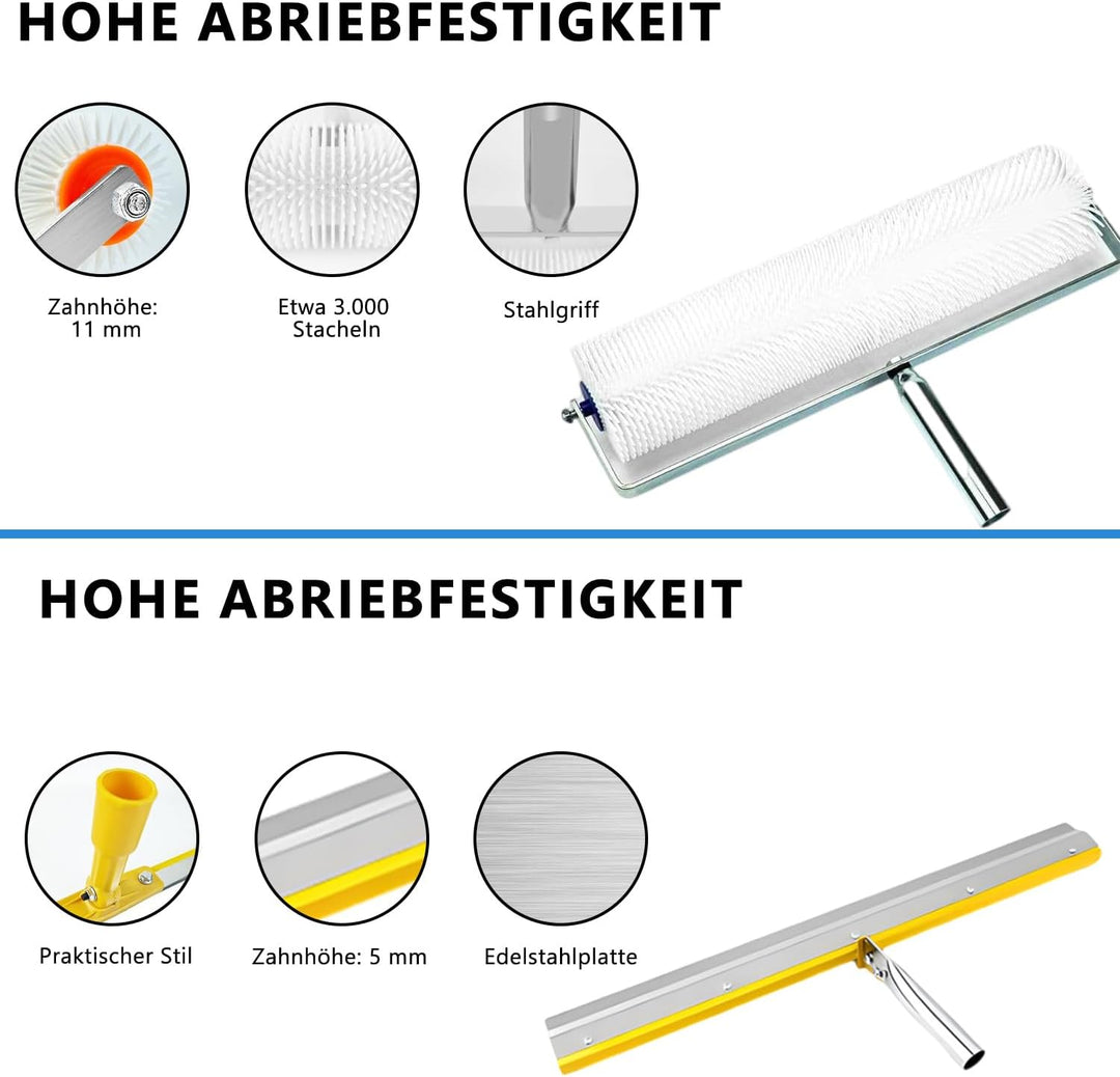 Bodenbeschichtung Entlüftungsroller Set, Entlüftungswalze Ausgleichsmasse für Boden, Profi Entlüftun