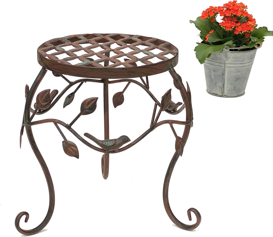 DanDiBo Blumenhocker Metall Braun 25 cm Blumenständer 93992 S Blumensäule Antik Pflanzenständer Pfla