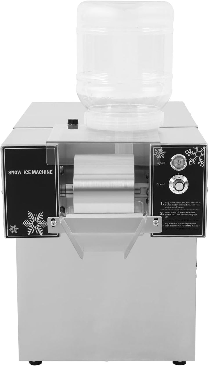 Schneeflocken Eisbereiter aus Edelstahl, 120 kg/Tag, 750W, 8 Geschwindigkeiten, 2x 5L Behälter, für