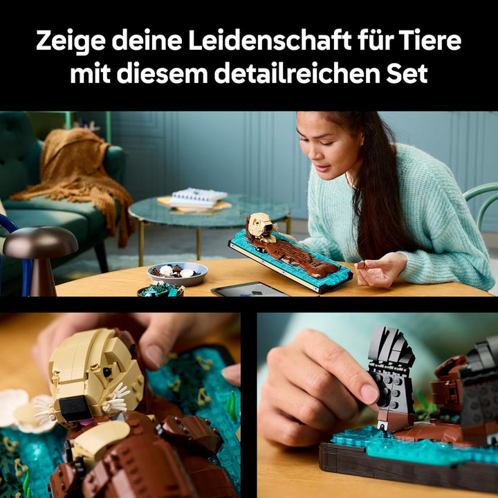 LEGO Ideas Schwimmende Otter - Modellbau für Erwachsene - 3D Puzzle mit Seeotter Figuren (Mutter & J