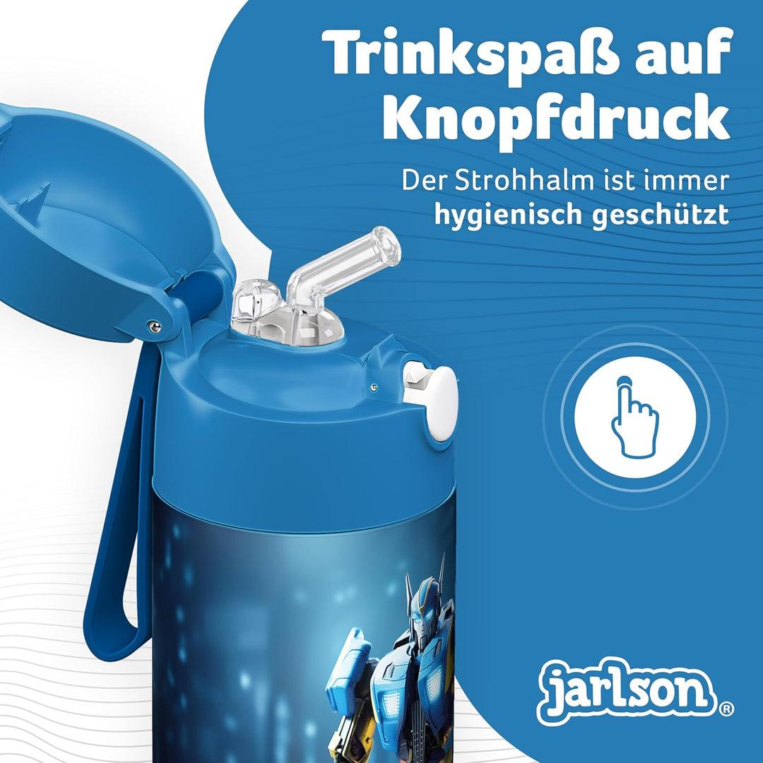 Jarlson® Trinkflasche Kinder Edelstahl Charli [MIT STROHHALM] - Thermosflasche Auslaufsicher - Therm