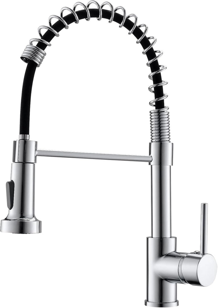 TIMACO Küchenarmatur Chrom Wasserhahn Küche mit Spiralfeder, 360°Schwenkbare Spültischarmaturen mit