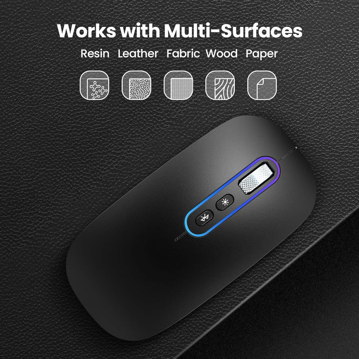 RaceGT Maus Aufladbar Kabellos Bluetooth 5.1 + USB 2,4 GHz LED Mouse Wireless Ergonomic Leise klick