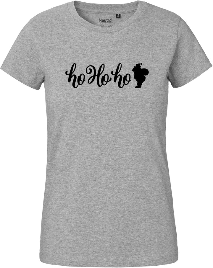 huuraa Damen T-Shirt Ho Ho Ho Weihnachtsmann Bio Baumwolle Fairtrade Oberteil Grösse XS-XXL mit Moti