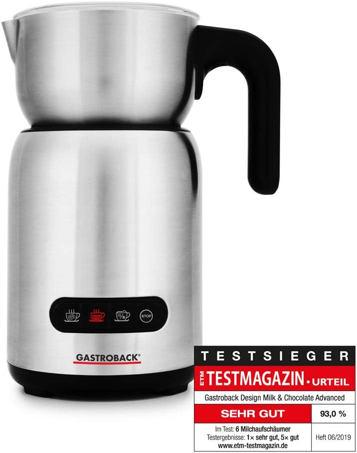 GASTROBACK Design Milk and Chocolate Advanced, 650 Watt Induktion-Milchaufschäumer für 1 Liter Milch