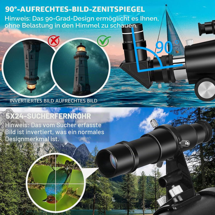 Teleskop für Erwachsene, Professionelle Hochleistungs 90mm Blende 800mm Refraktor Teleskope für Astr
