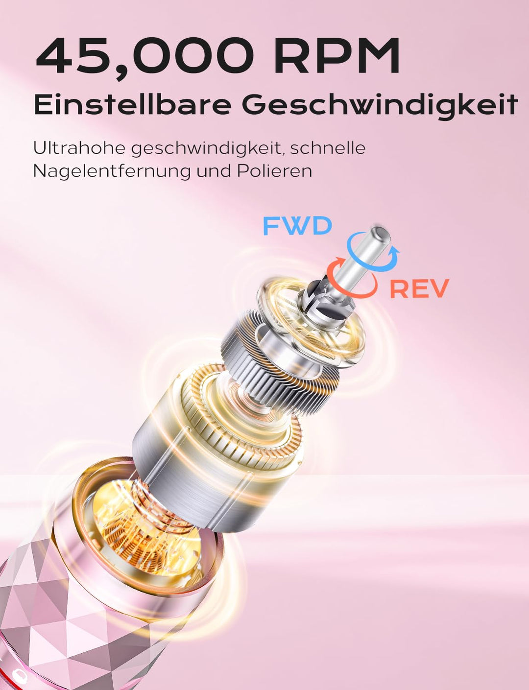 Nagelfräser professionell set 45000 RPM Tragbare Elektrische nagelfräser 10H+Batterielebensdauer Wie