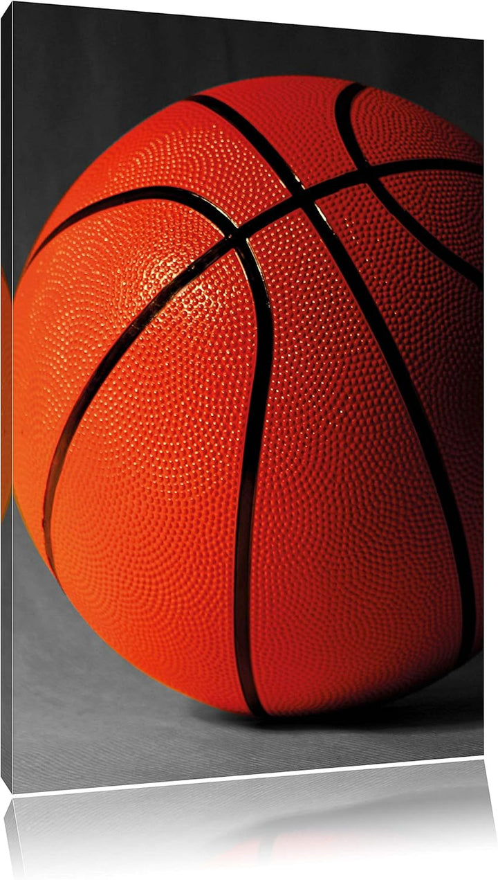 Pixxprint Basketball schwarzer Hintergrund / 100x70cm Leinwandbild bespannt auf Holzrahmen/Wandbild