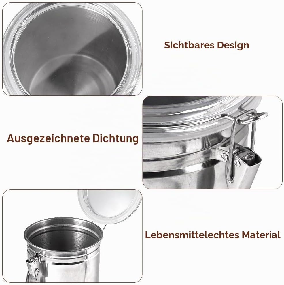 2000ml Kaffeedose Luftdicht, Kaffeebohnen Behälter, Kaffeebohnen Aufbewahrung, Kaffeedose, Vorratsdo
