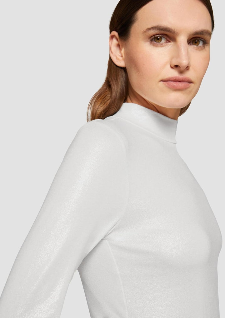 s.Oliver Damen 2156422 Langarmshirt mit Stehkragen (1er Pack) 44 0010_silber, 44 0010_silber