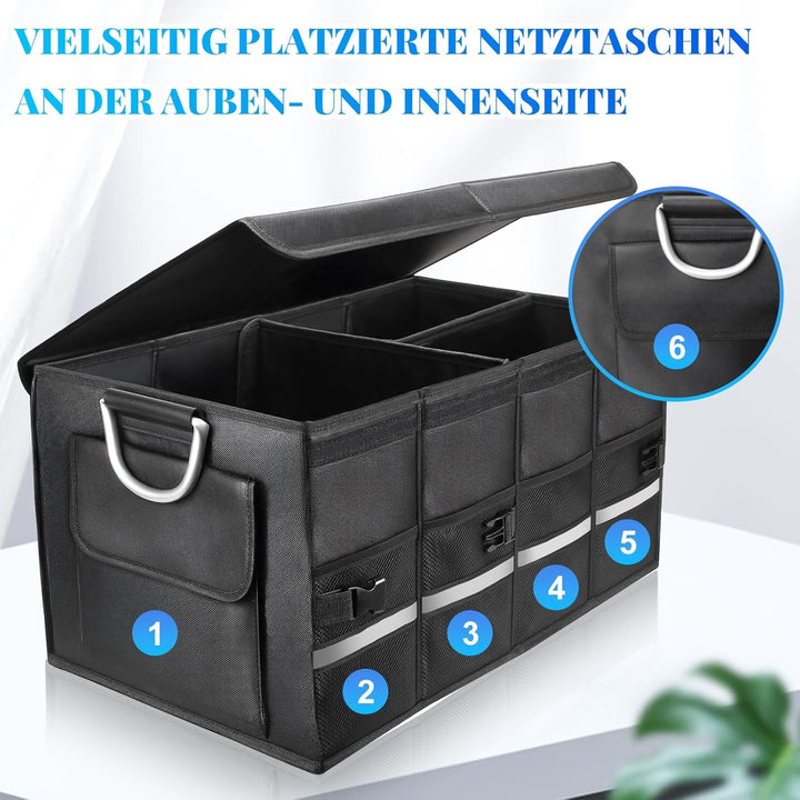 Kofferraumtasche Kofferraum Organizer Auto mit Deckel, Autobox Auto Tasche Wasserdicht Zusammenklapp