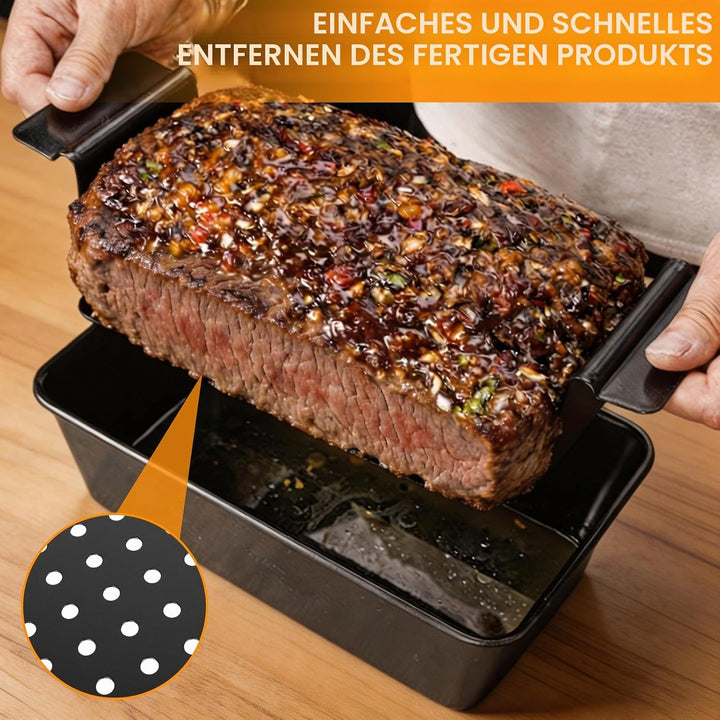 Kastenform Brotbackform Kohlenstoffstahl, Antihaft Backform mit Ablaufrost, Rechteckige Toastbrotfor