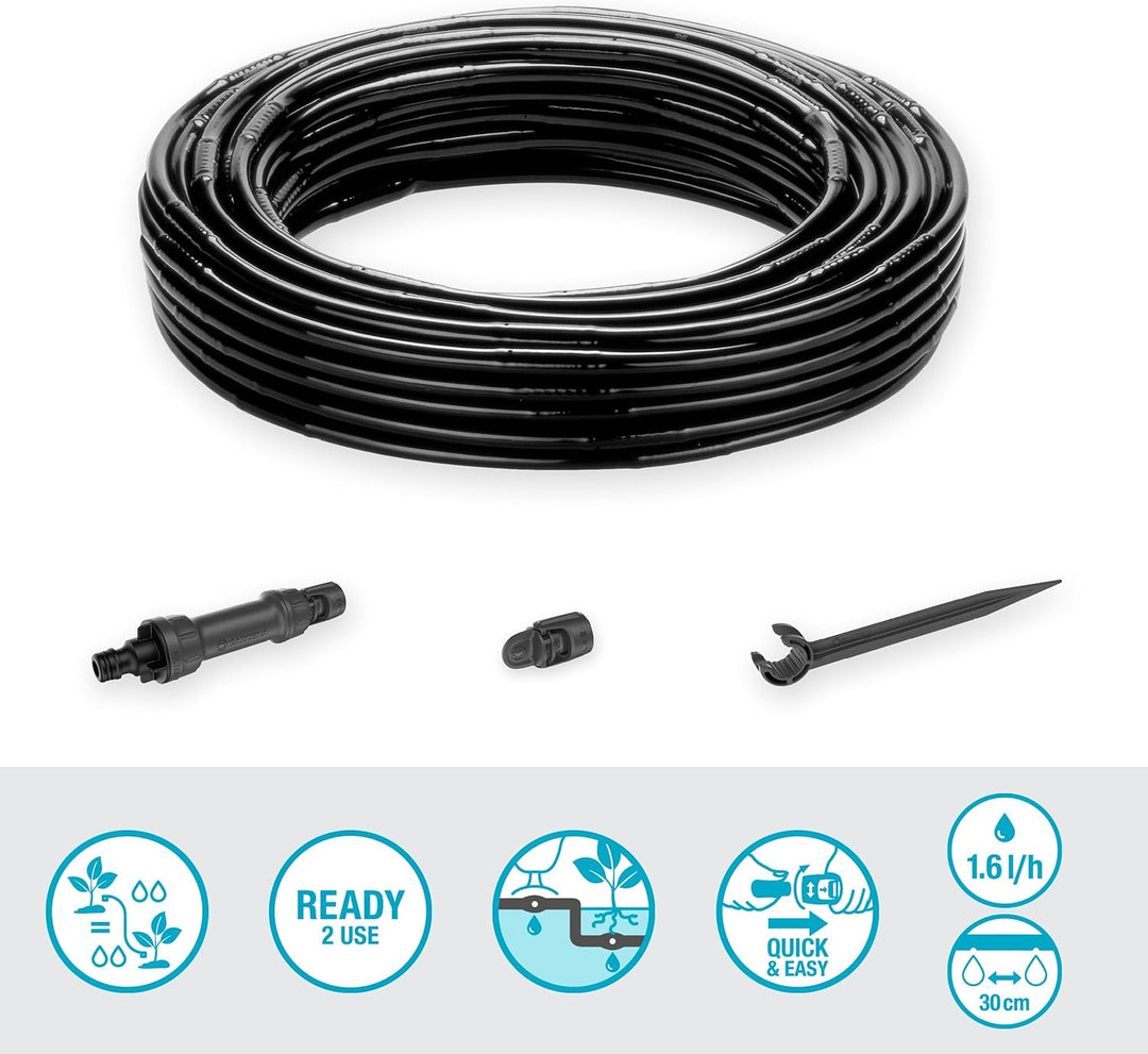 Gardena Micro-Drip-System Tropfbewässerung Set Hecke/Sträucher (25 m): Starter-Set sofort einsatzber