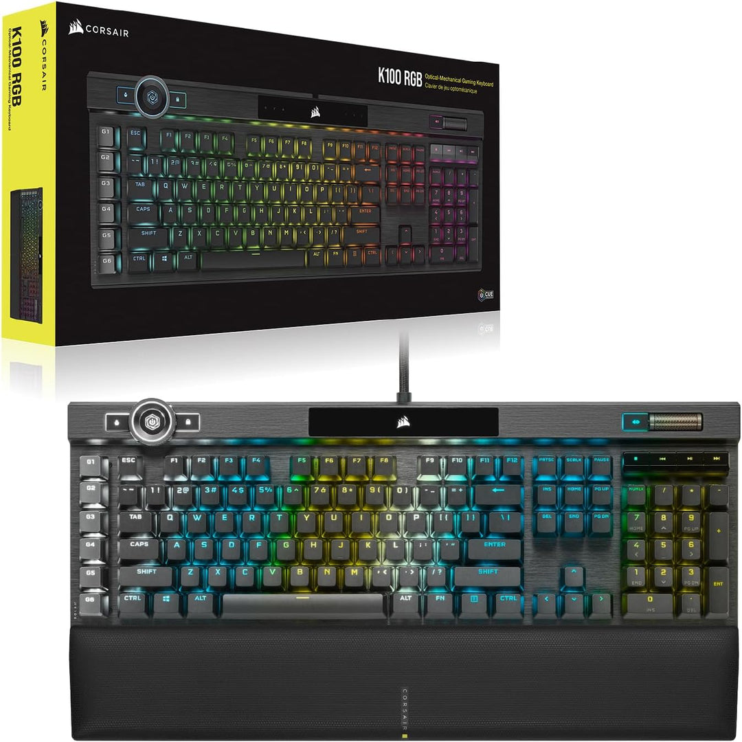 Corsair K100 RGB Optisch-Mechanische Gaming-Tastatur (OPX Optical: Blitzschnelle & Linearer, RGB Bel