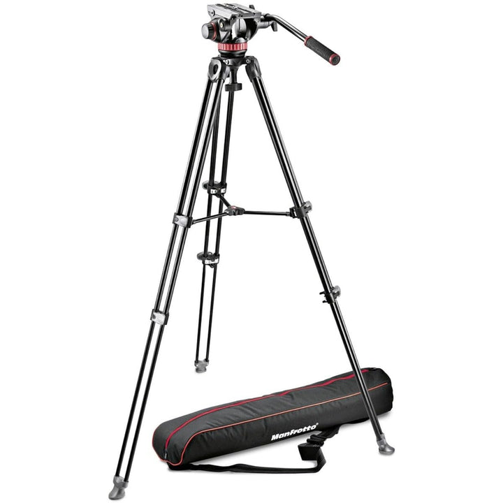 Manfrotto MVK502AM-1, Professional Fluid Video System Aluminium Tripod with Telescope Twin Leg, 75mm