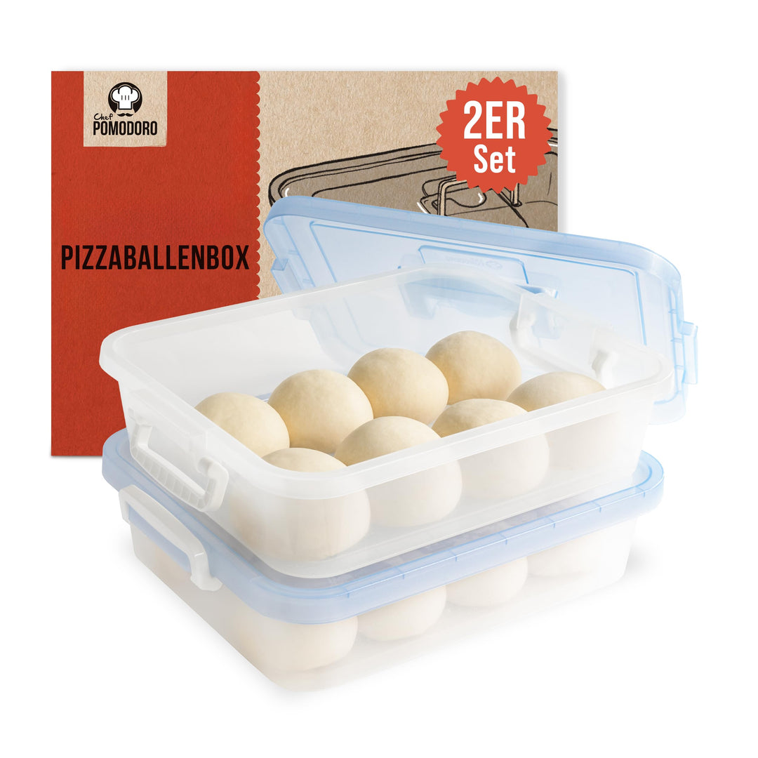 Chef Promodoro - 2 x Pizzaballenbox mit Deckel - 44 x 34 cm - Pizzaballenbox mit 2 x Deckel für Pizz