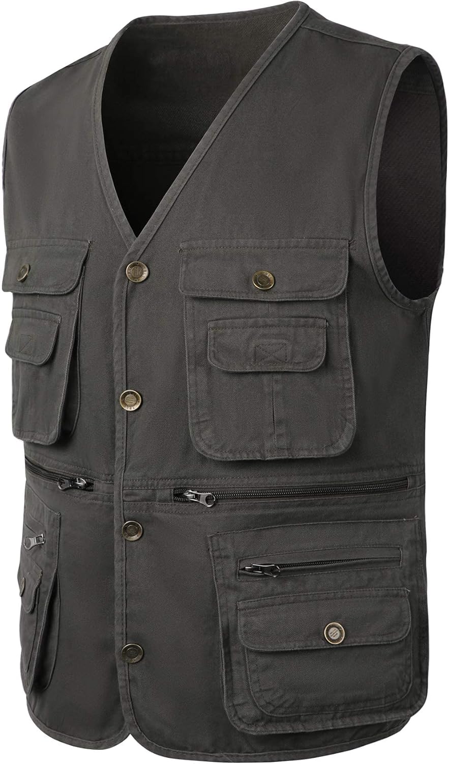 Herren Outdoor Weste Ärmellose Anglerweste mit Vielen Taschen Baumwolle Freizeit Jagd Weste Camping