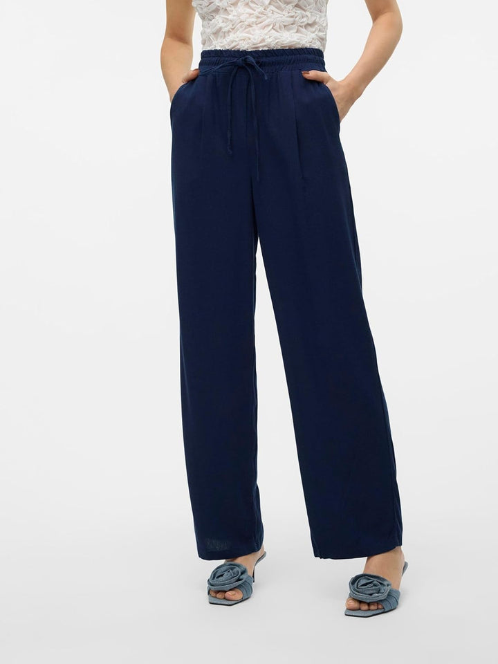 VERO MODA Female Hose mit weitem Beinschnitt VMJESMILO Mittlere Taille Hose XS Navy Blazer, XS Navy