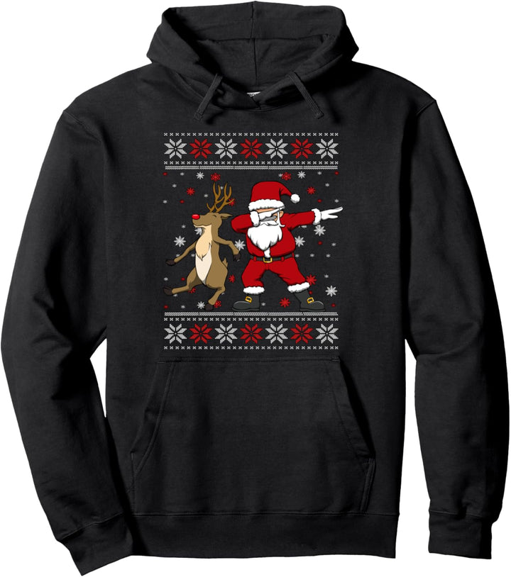 Santa Claus Dabbing Weihnachtsmann und Rentier Dabbing Pullover Hoodie