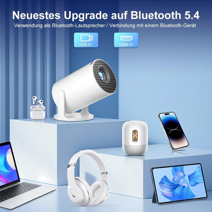 Salange Mini Beamer,Unterstützt 4K Mini Projektor WiFi 6 BT5.2,Projektor Android OS 11.0 Beamer 4k H