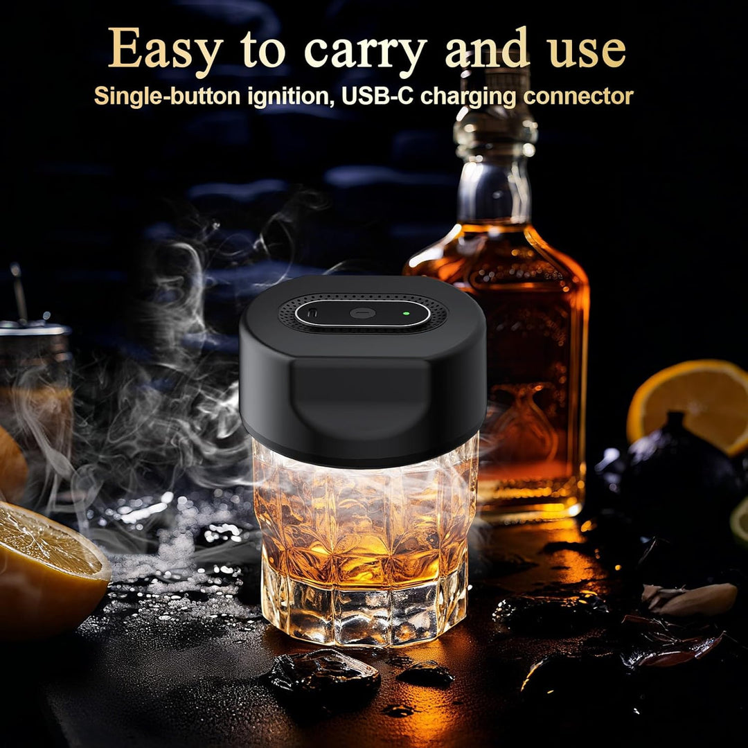 Elektrischer Whiskey Smoker Kit, Spalivivre Wiederaufladbare Cocktail Smoker Kit mit 6 Holzchips, Wh