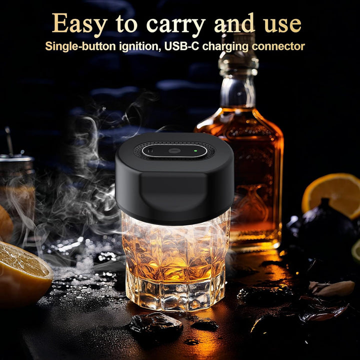 Elektrischer Whiskey Smoker Kit, Spalivivre Wiederaufladbare Cocktail Smoker Kit mit 6 Holzchips, Wh