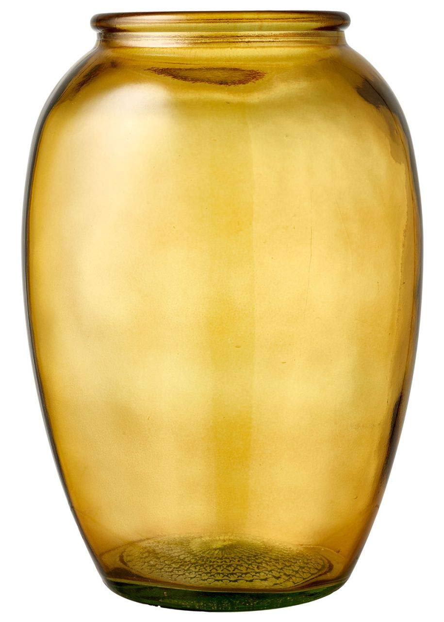 BITZ Kusintha Vase, Dekorative Vase aus Recyceltem Glas, Höhe 25 cm, Amber 25 cm Amber, 25 cm Amber