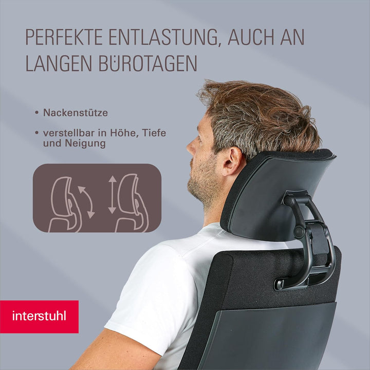 Interstuhl Edge Soft PRO Ergonomischer Bürostuhl mit Kopfstütze – Nachhaltig, Made in Germany, 10 J.