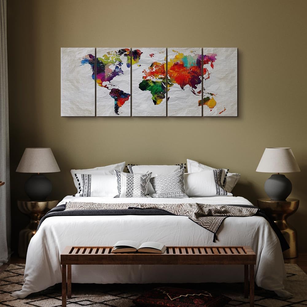 murando - Bilder Weltkarte 200x80 cm Vlies Leinwandbild 5 Teilig Kunstdruck modern Wandbilder XXL Wa