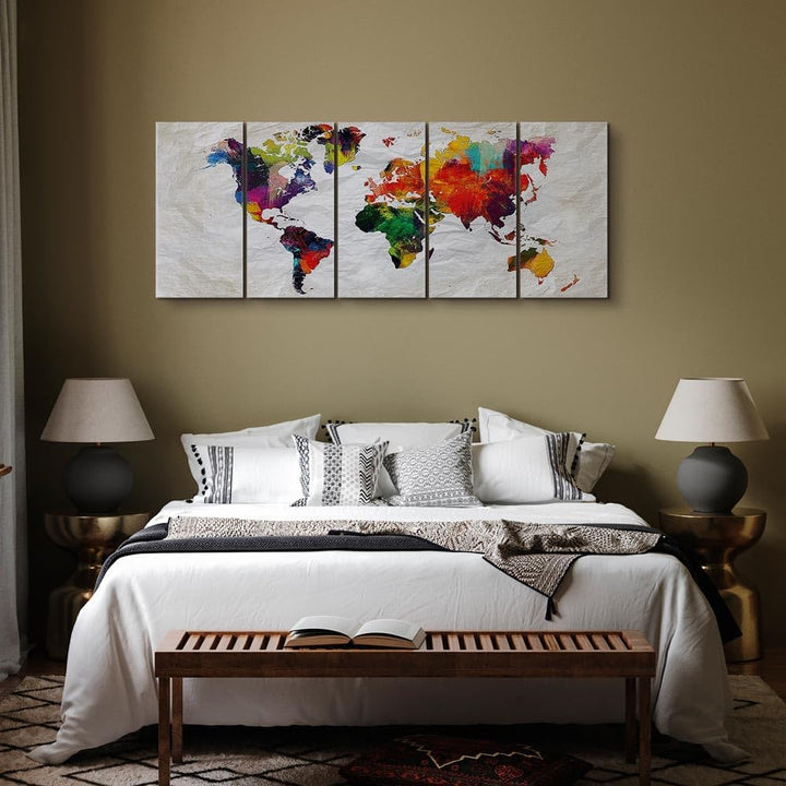 murando - Bilder Weltkarte 200x80 cm Vlies Leinwandbild 5 Teilig Kunstdruck modern Wandbilder XXL Wa
