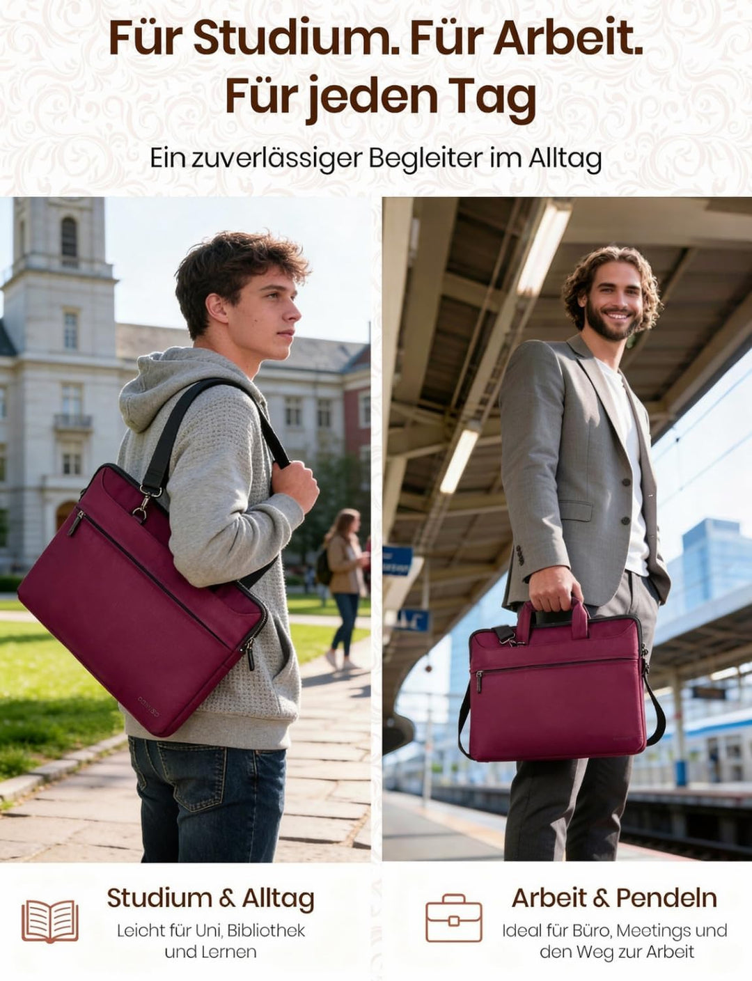 DOMISO 15-15,6 Zoll Wasserdicht Laptop Tasche Aktentasche Schultertasche Notebooktasche für 15.6" Le
