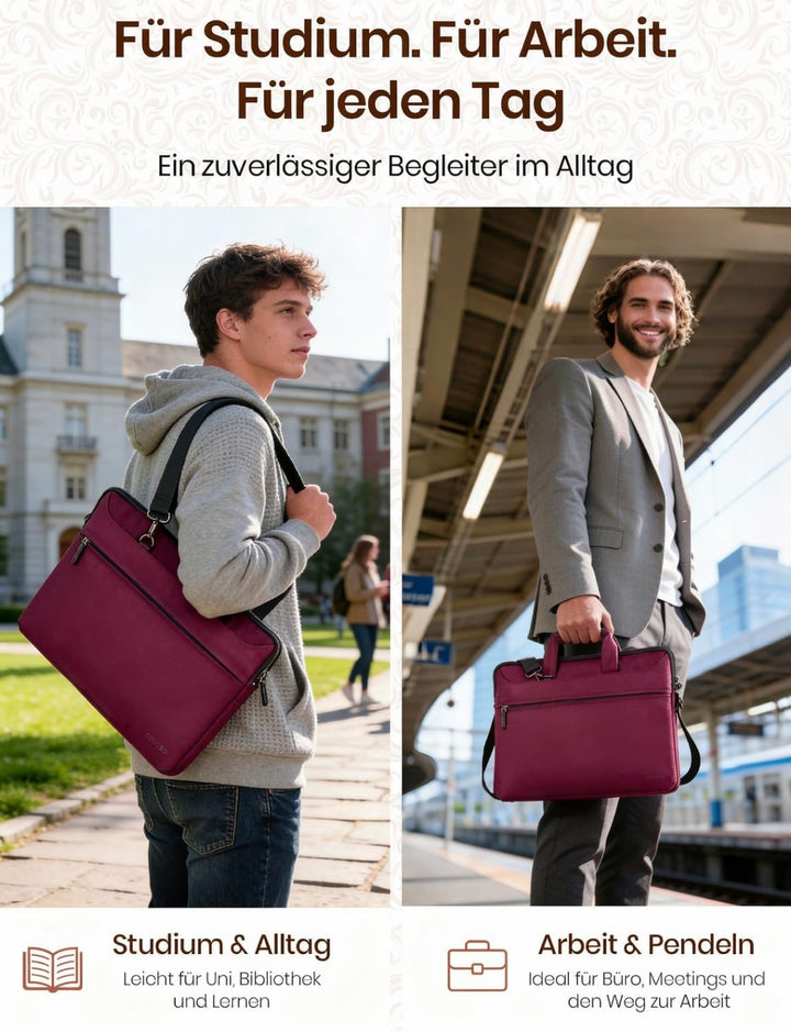 DOMISO 15-15,6 Zoll Wasserdicht Laptop Tasche Aktentasche Schultertasche Notebooktasche für 15.6" Le