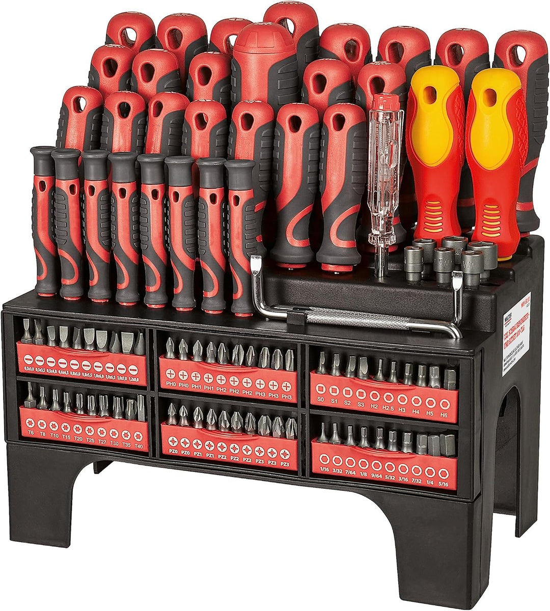 WALTER XXL Schraubendreher und Bit Set 100-tlg. effizient und handlich, Kreuzschlitz, Schlitz, Torx