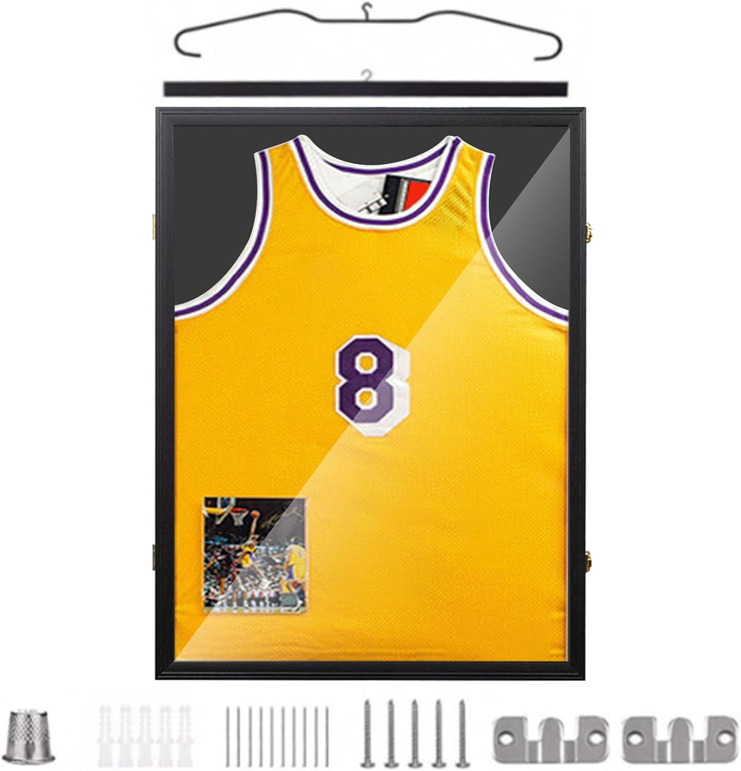 Trikotrahmen,60x80 cm Trikot Bilderrahmen,3D Gross Objektrahmen,Fussballtrikot Rahmen,Holz T-Shirt F
