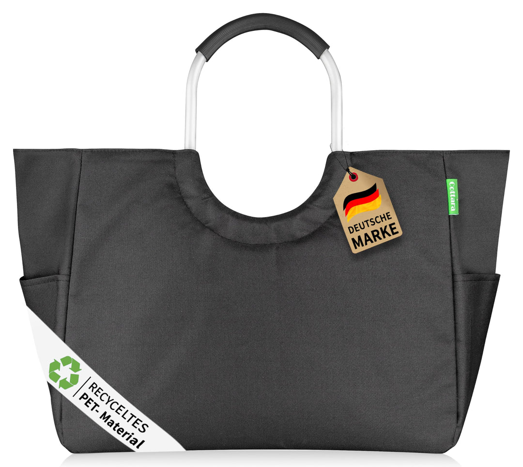 Cottara premium Einkaufstasche gross aus recycelten PET-Flaschen | nachhaltiger Einkaufskorb mit ver