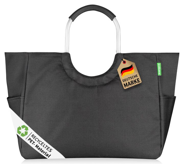 Cottara premium Einkaufstasche gross aus recycelten PET-Flaschen | nachhaltiger Einkaufskorb mit ver