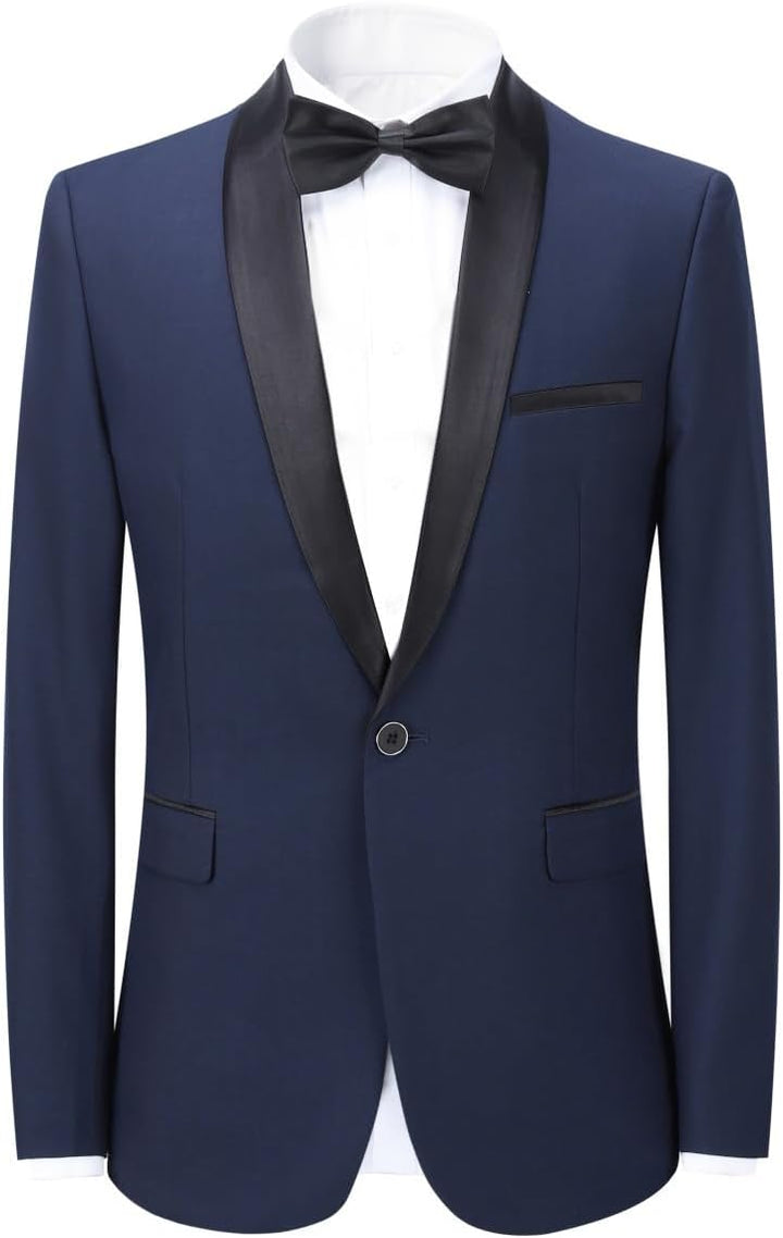 Anzug Herren 2 Teilig Slim Fit Smoking Anzüge Schalkragen Herrenanzug für Hochzeit Business, S Blau-