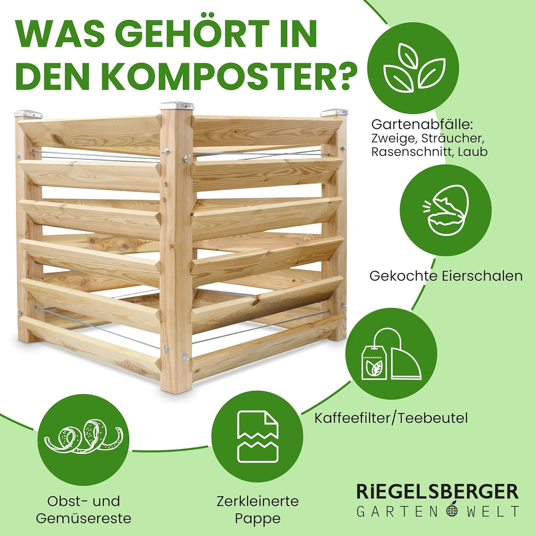 Gartenwelt Riegelsberger Moderner Komposter Single ca. 80x80 cm Höhe 80 cm aus Lärchenholz Massivhol